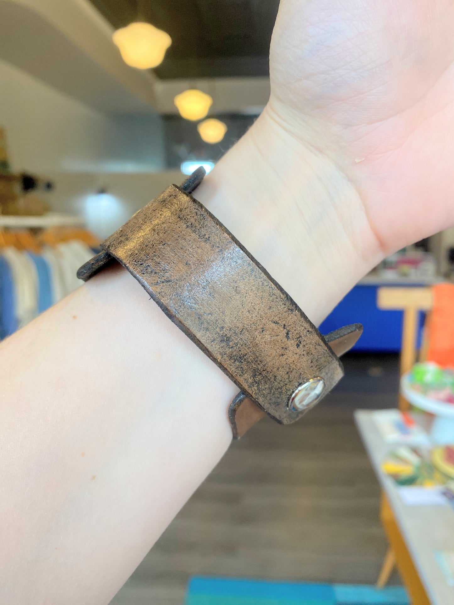 "Queen of Hearts" Hand-tooled Leather Bracelet by Lara