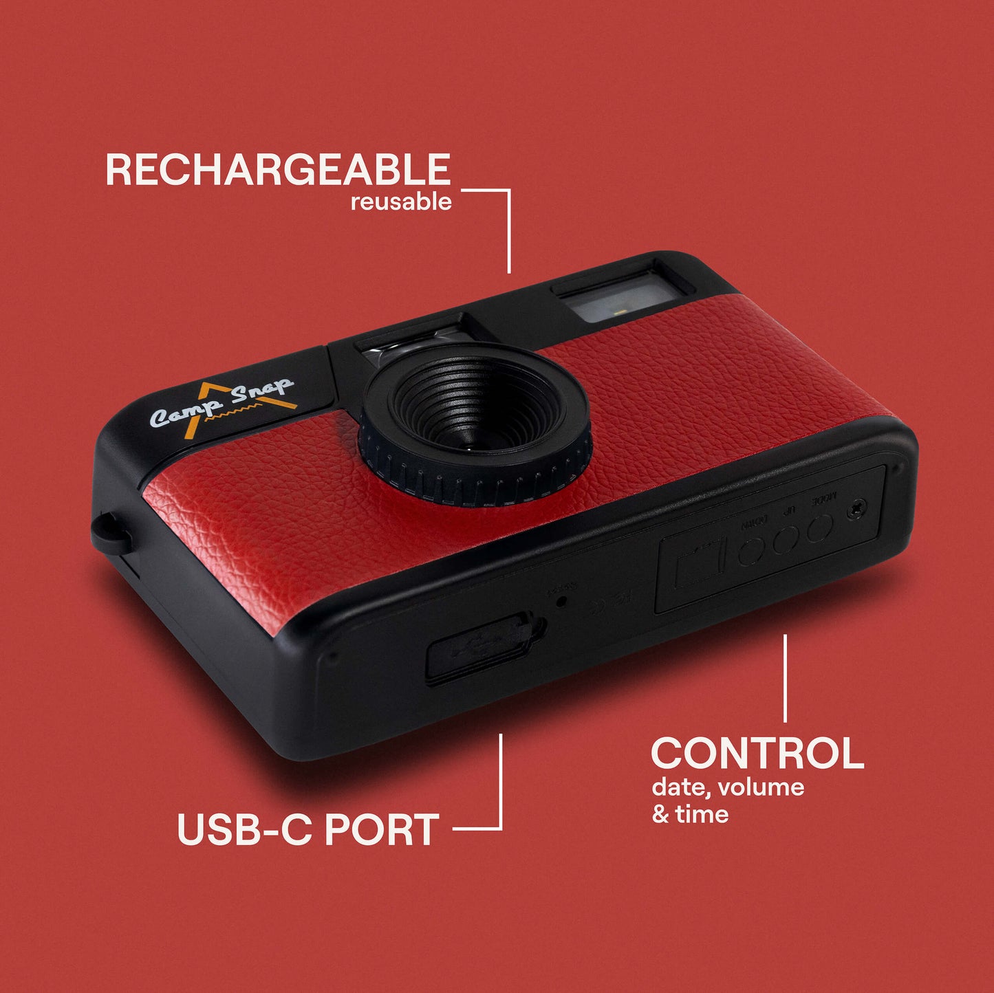 Camp Snap Screen-Free Digital Camera - Crimson Red