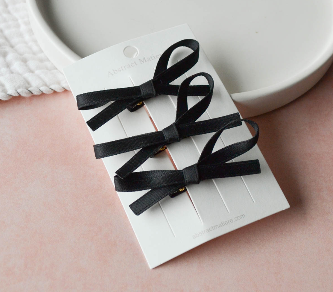 Satin Hair Ribbon Trio Set - Various Colors