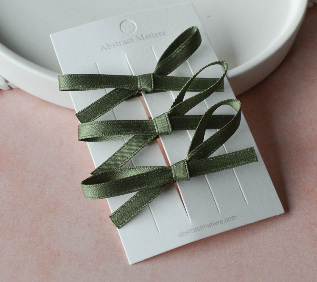 Satin Hair Ribbon Trio Set - Various Colors