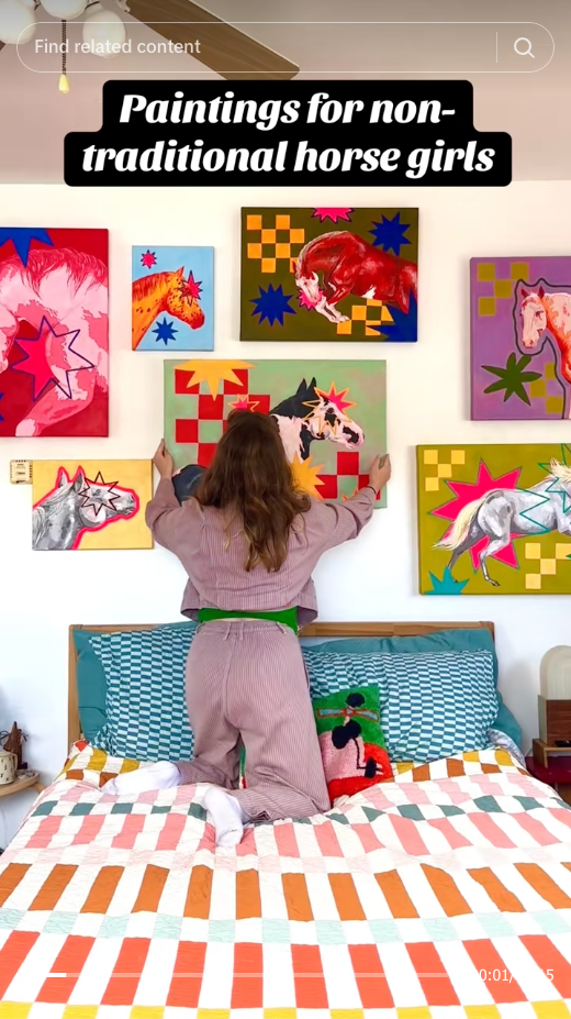 Jumping Horse with Starbursts on Chartreuse Background - 8"x10" Art Print