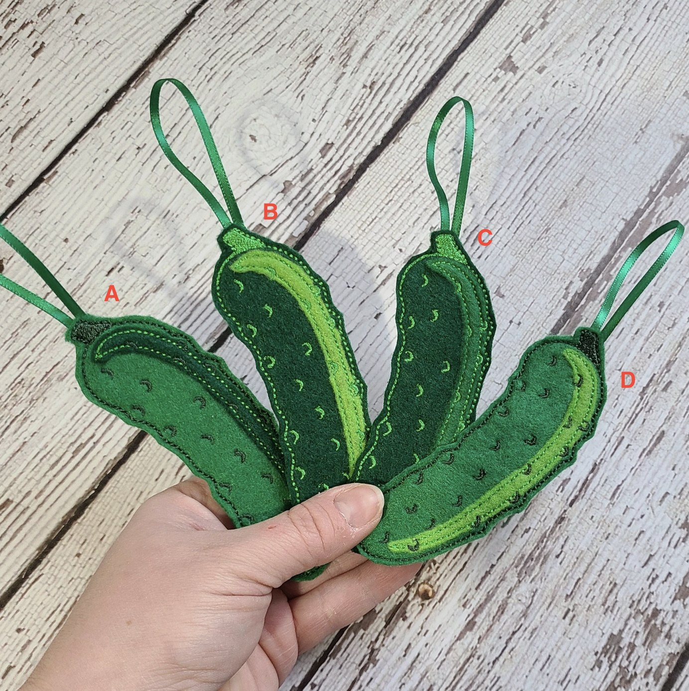 Embroidered Felt Pickle Holiday Ornament