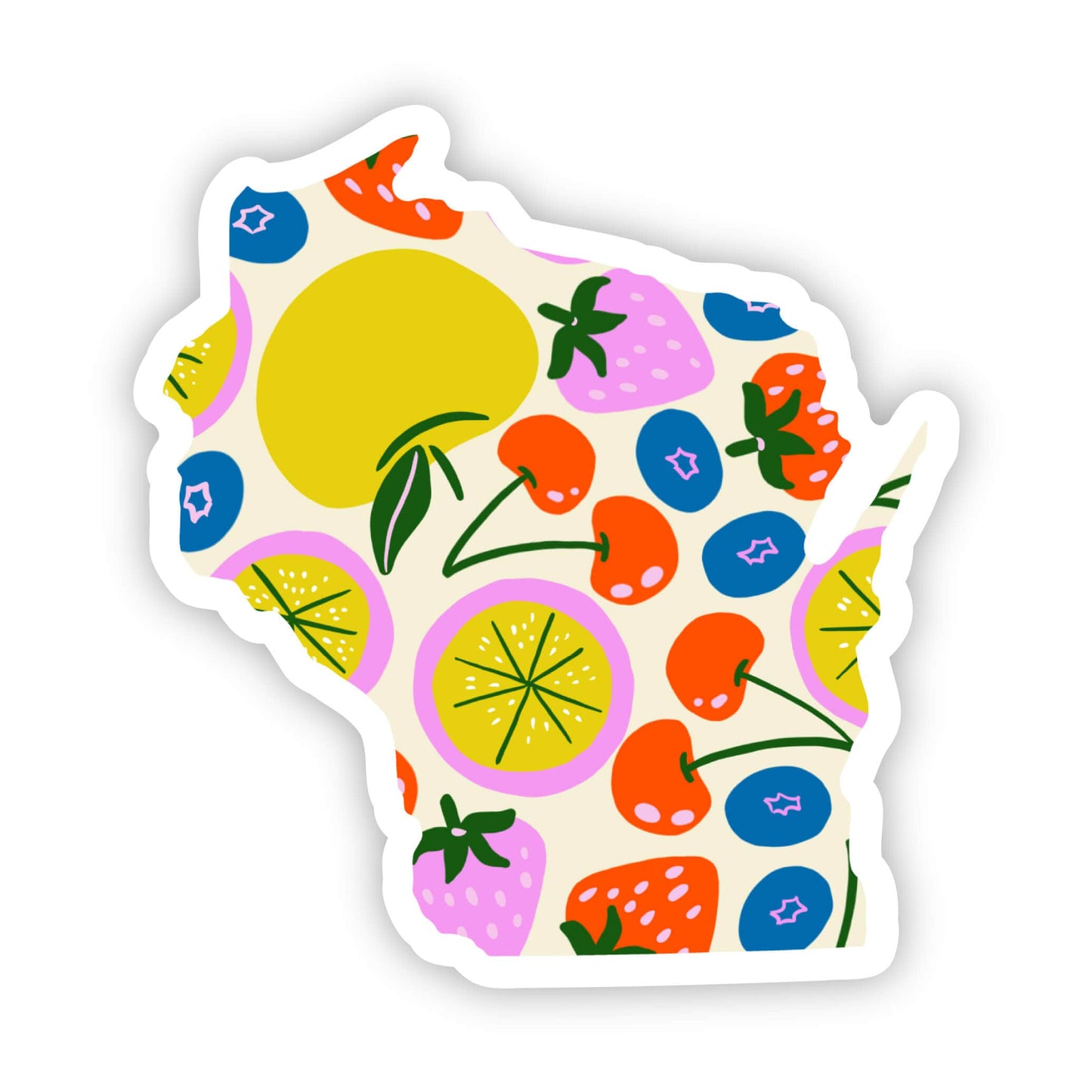 Cute Fruits Wisconsin Map Sticker
