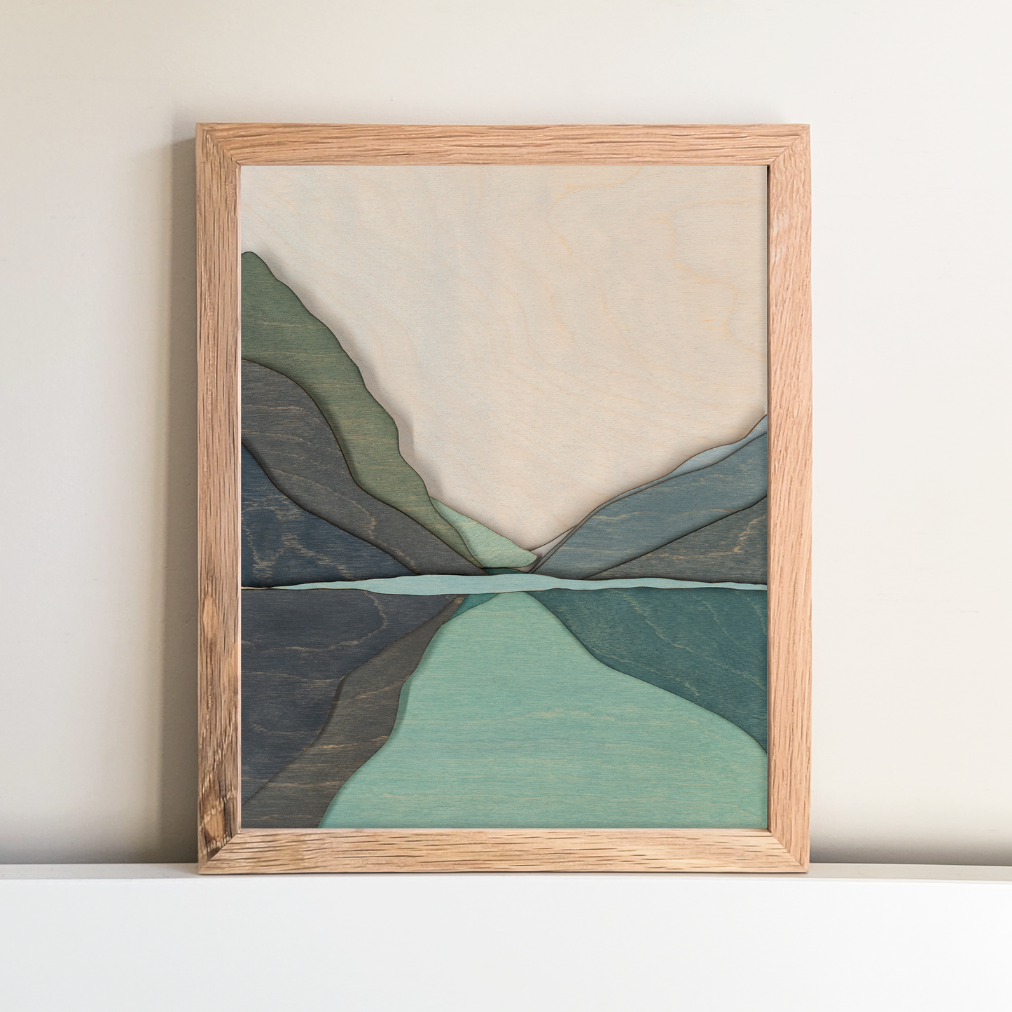 Mountain Reflections Painted Wood Landscape - 8"x10" Unframed Print