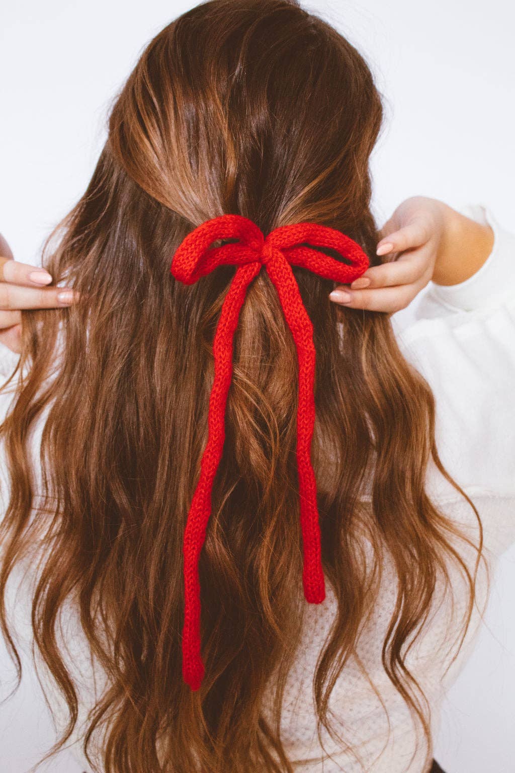Knit Long Bow Clip - Multiple Colors