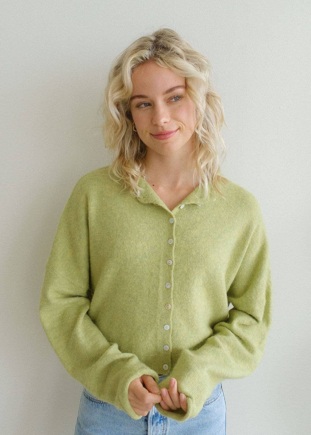 Lightweight Cozy Piper Cardigan by Things Between - Lemongrass