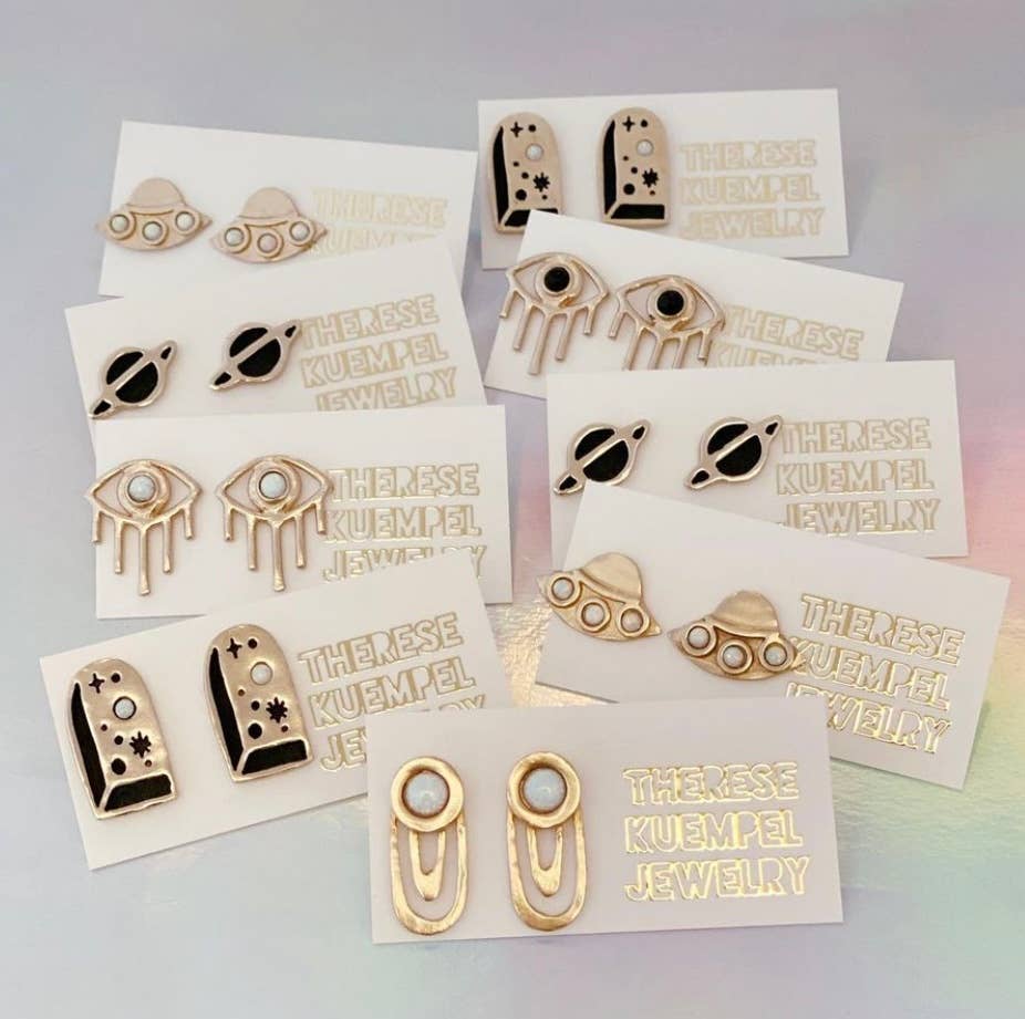 Ripple Earrings With Rainbow Moonstone by Therese Keumpel