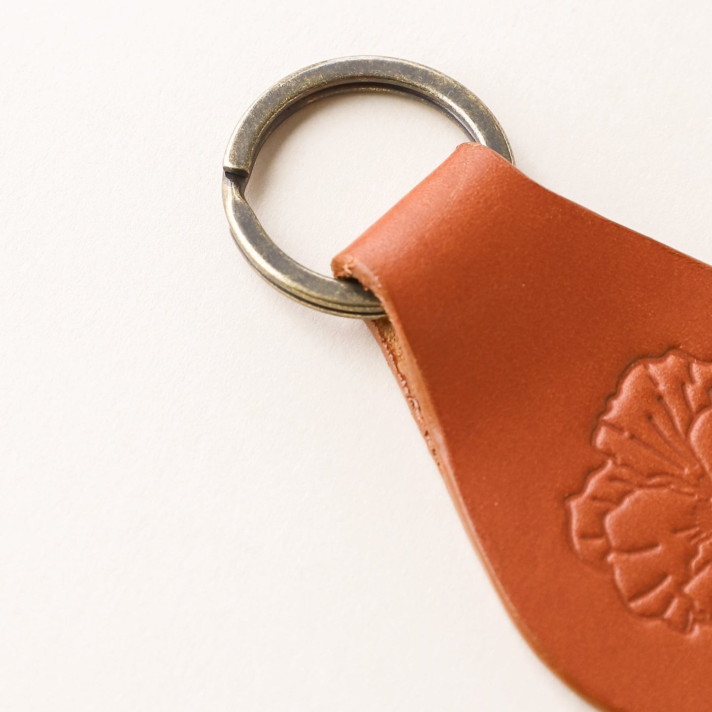 Handmade in Stoughton leather keychain - daisy