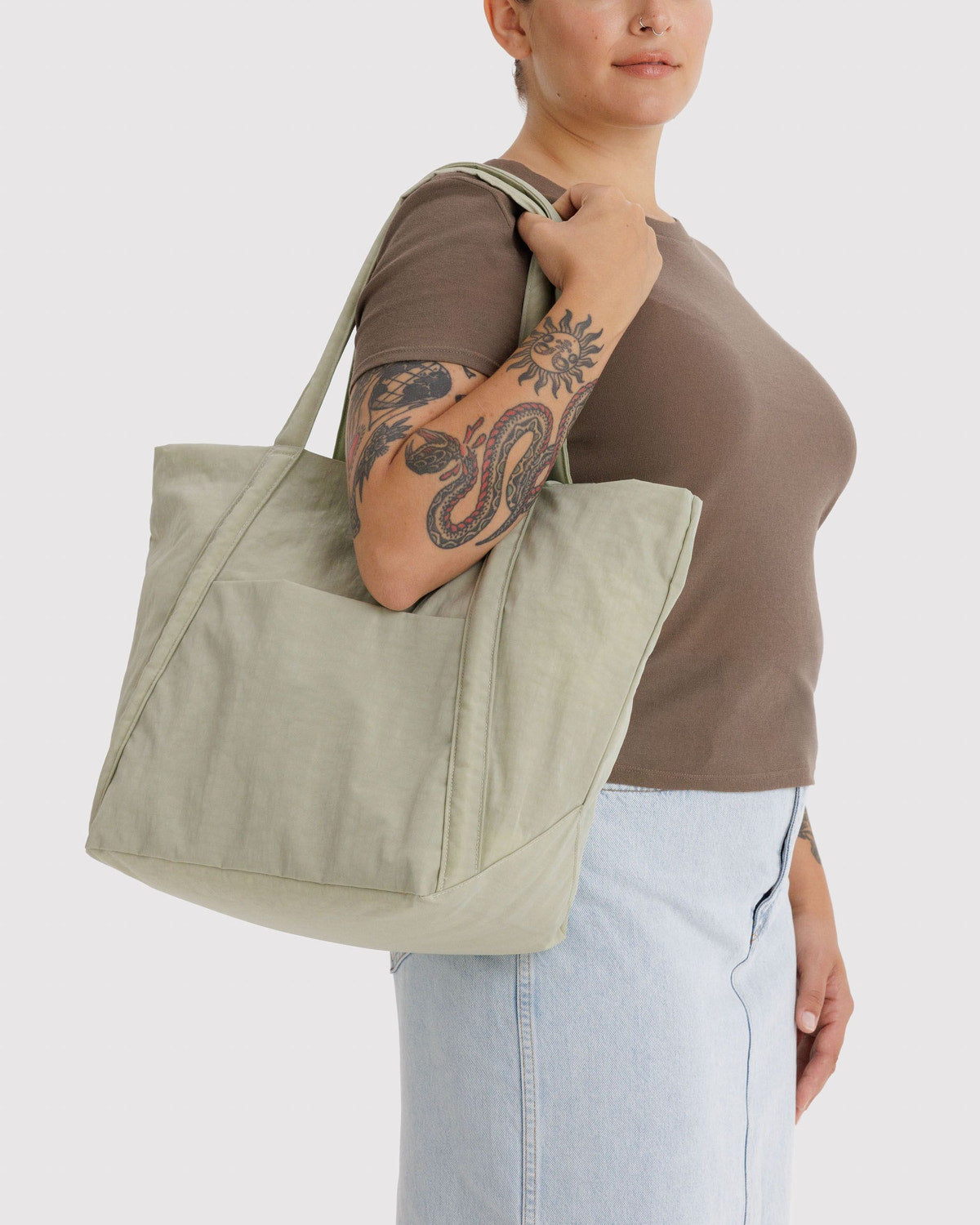 BAGGU Cloud Bag Roomy Packable Tote in Celadon