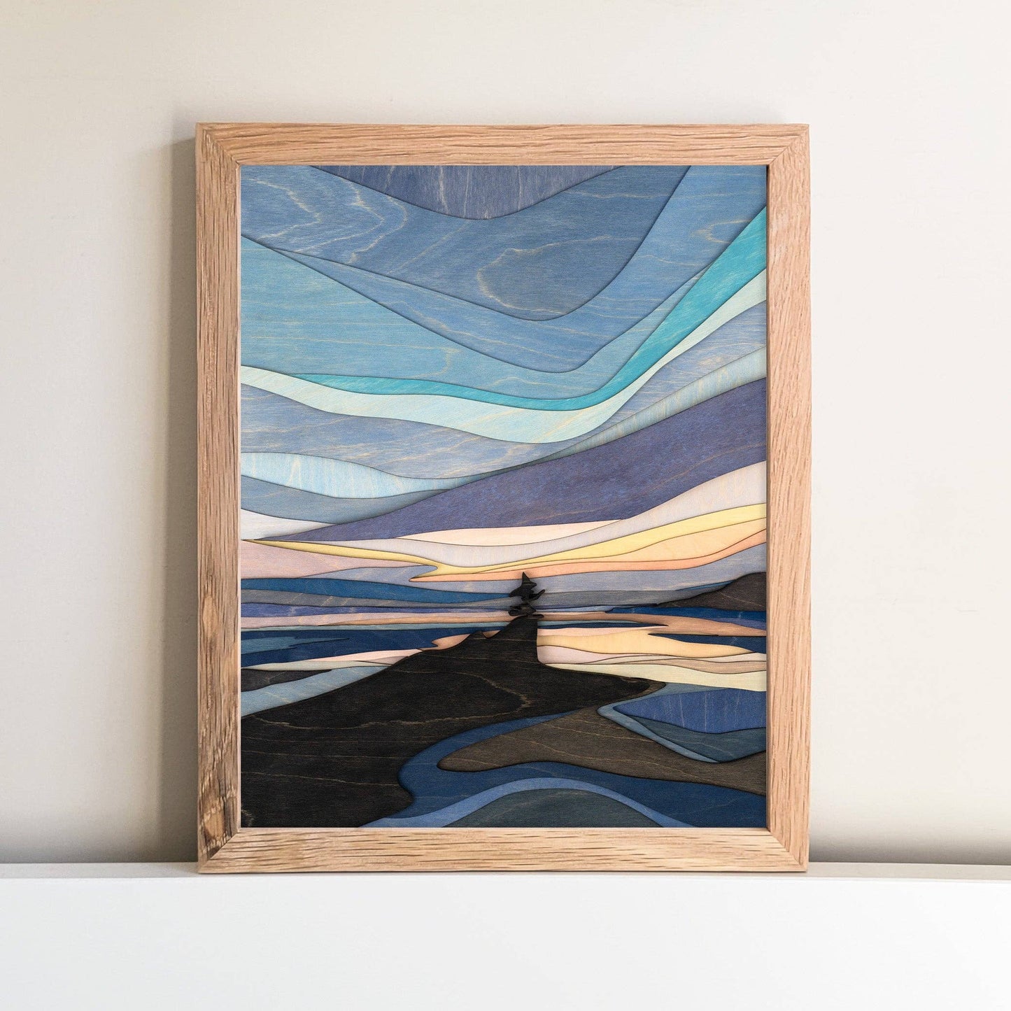 Peaceful Cairn Painted Wood Landscape - 8"x10" Unframed Print
