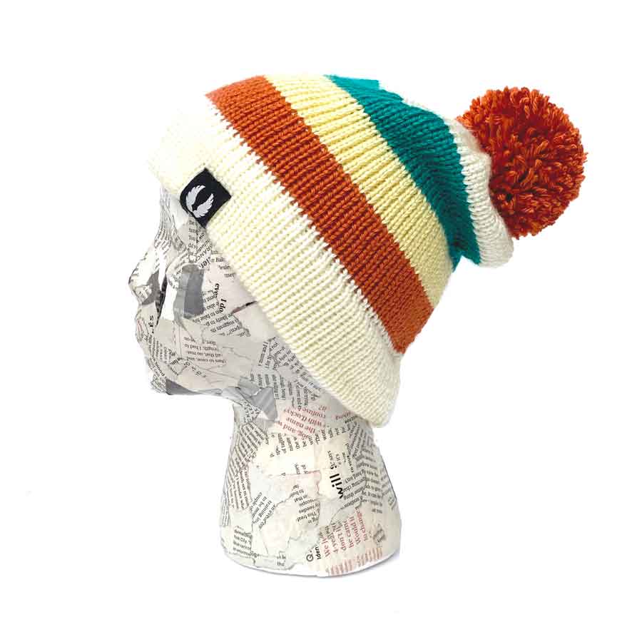 Ski Patrol Retro Stripe Pom-Pom Beanie - Two Fun Colorways