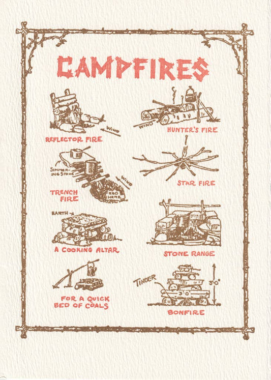 Campfires 5"x7" Letterpress Art Print or Greeting Card