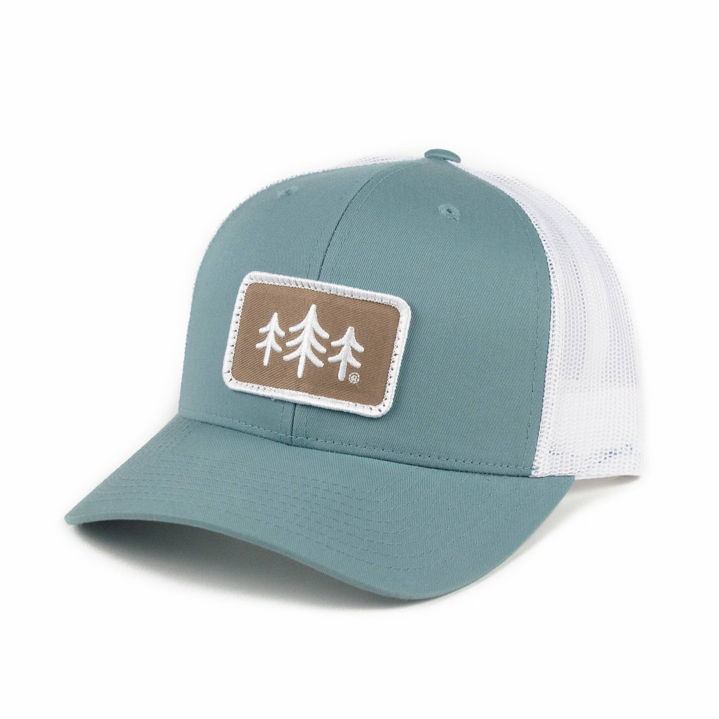 Dusty Blue Pine Tree Patch Trucker Hat with Mesh Back