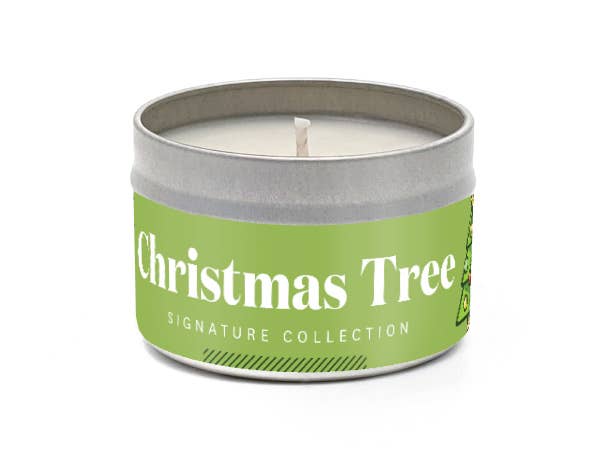Christmas Tree 100% Soy Travel Tin Candle (Christmas Candle, Holiday Candle)