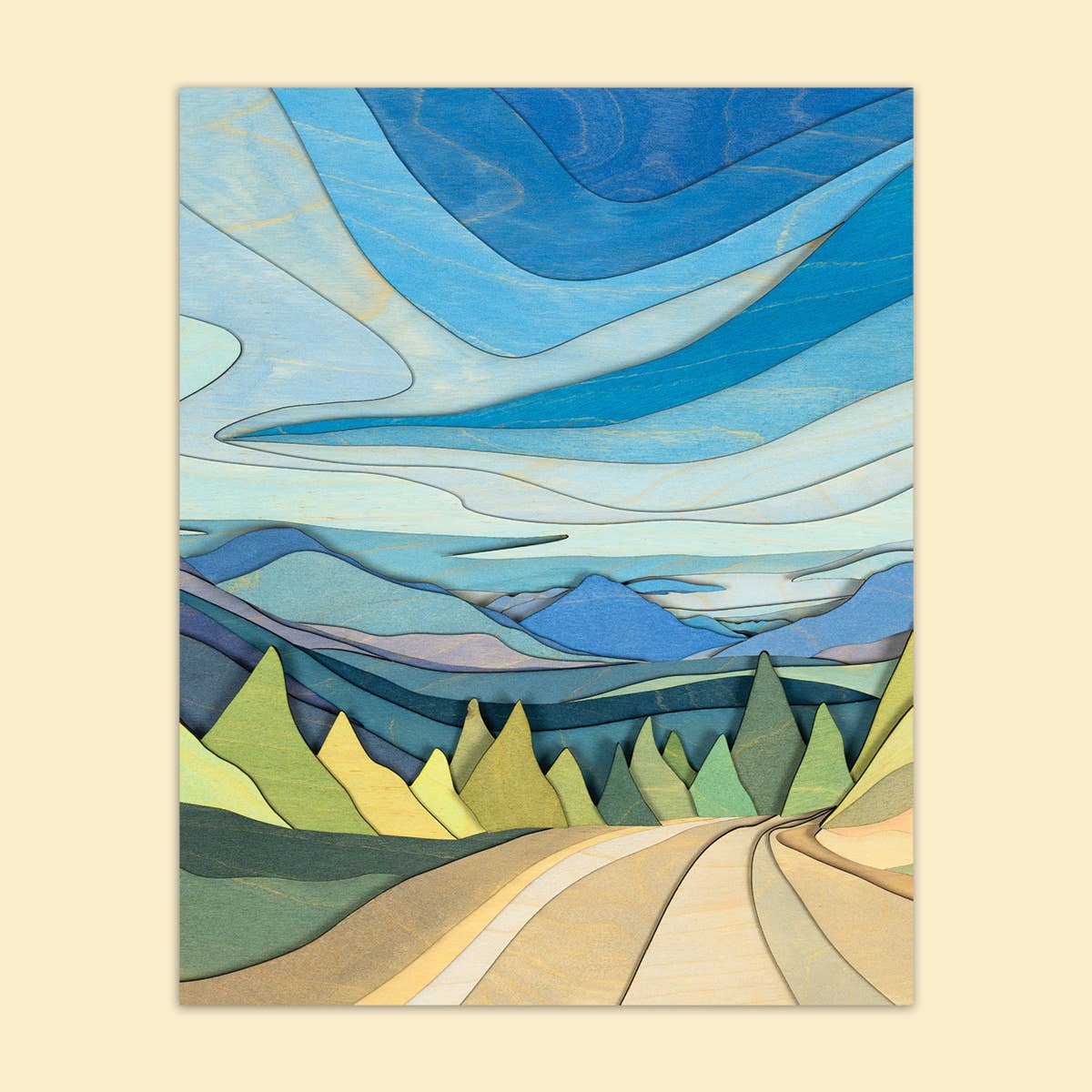 Adventure Awaits Painted Wood Landscape - 8"x10" Unframed Print