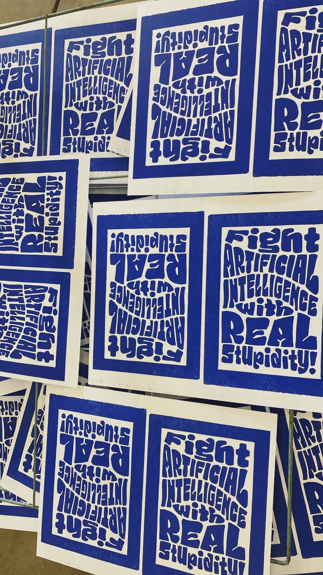 Fight AI 5"x7" Linocut Print
