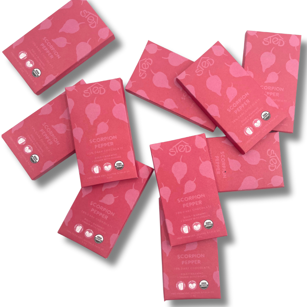 Mini Scorpion Pepper 70% Dark Organic Chocolate Bar