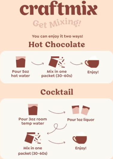 Cozy Hot Chocolate Single-Serving Cocktail or Mocktail Mixer