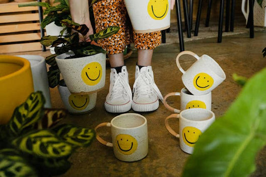 Happy Camper Handmade Ceramic Smiley Face Mug