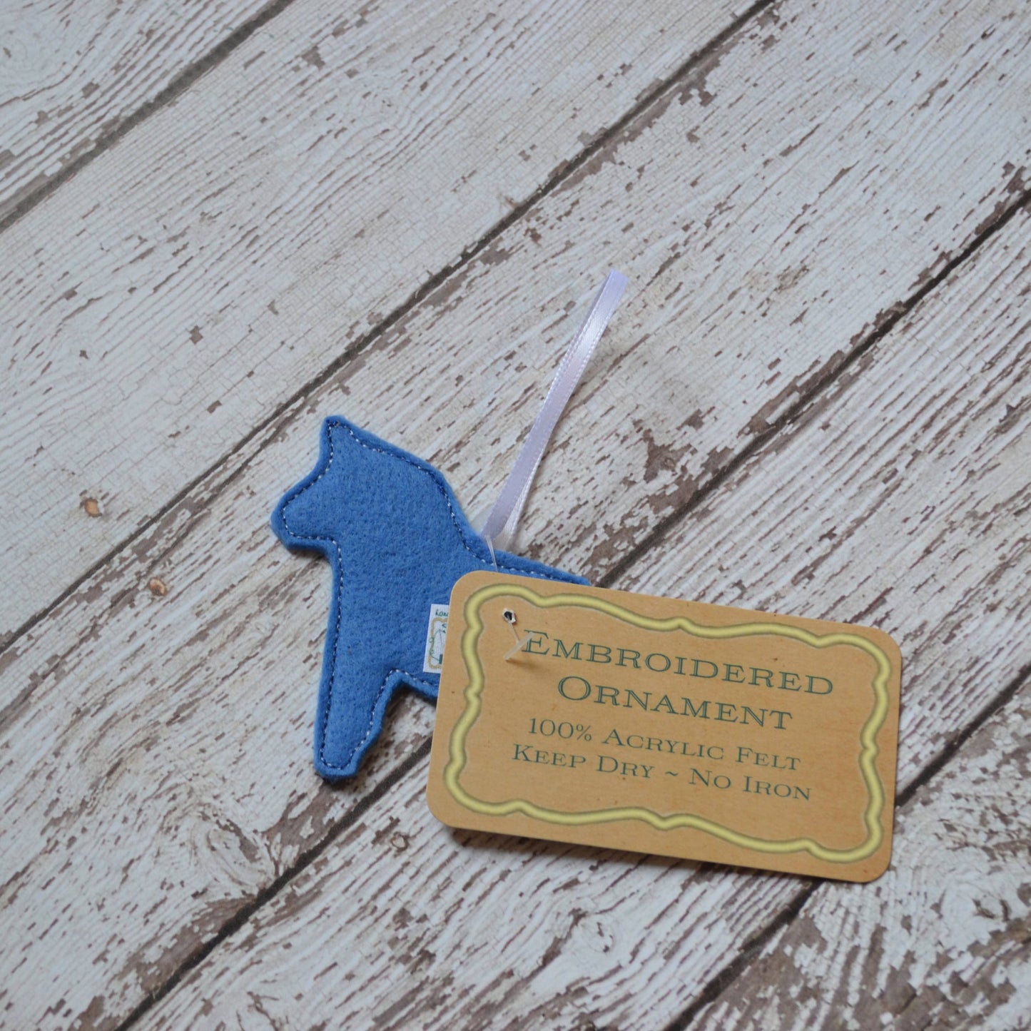 Scandinavian Dala Horse Embroidered Felt Holiday Ornament
