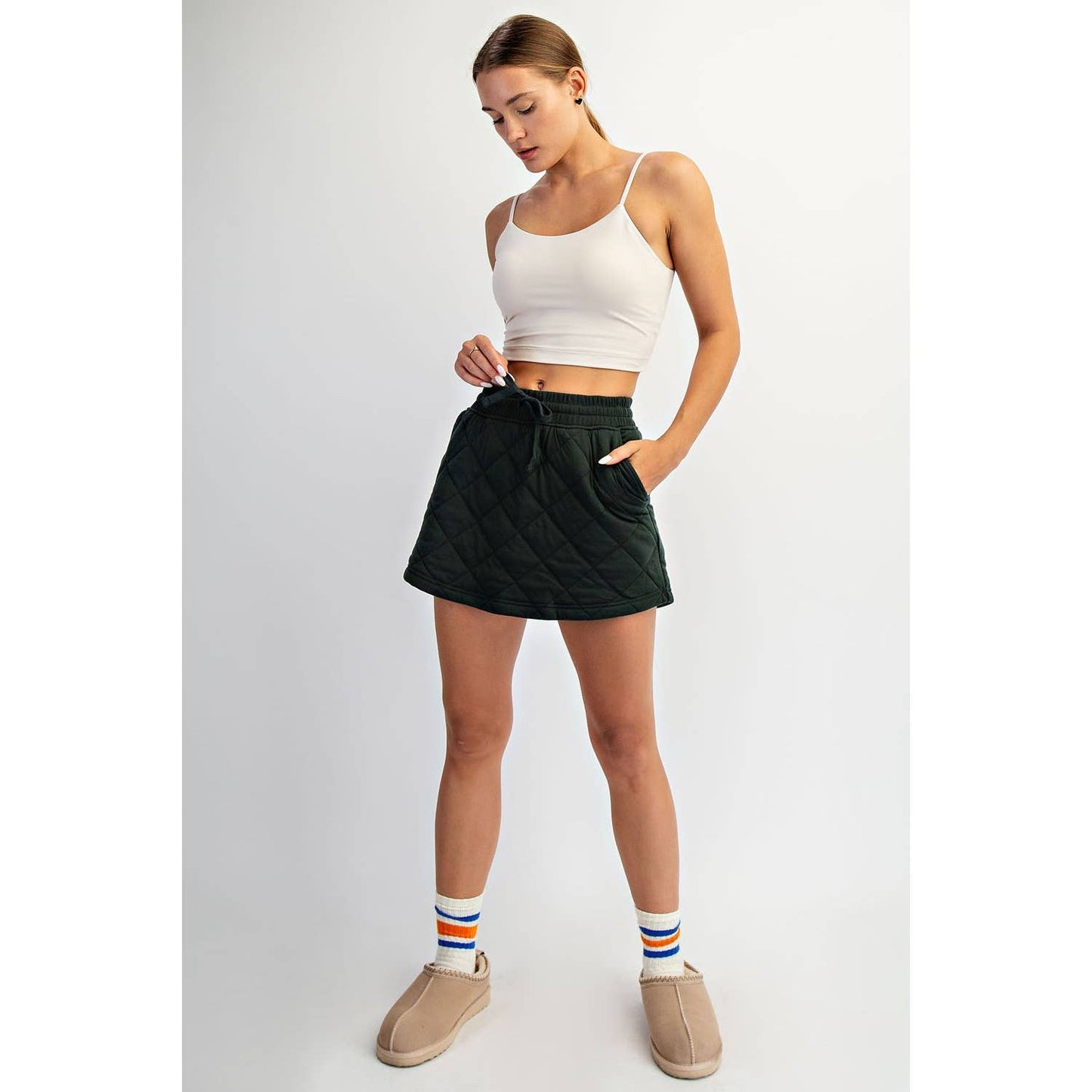 Quilted Mini Skort - Regency Green