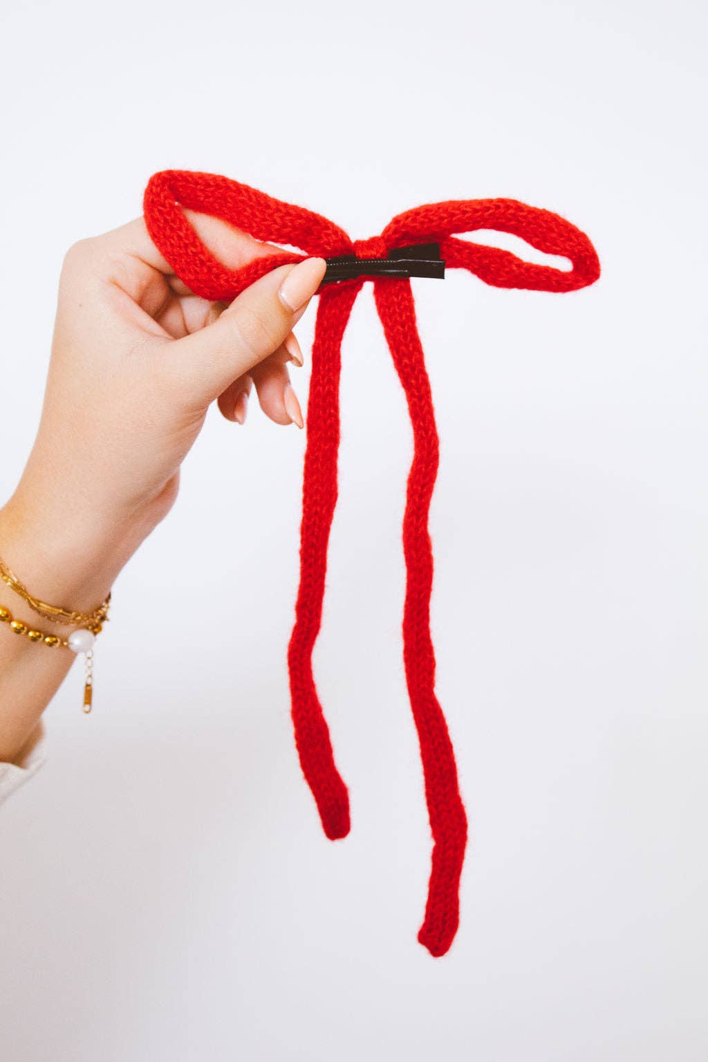 Knit Long Bow Clip - Multiple Colors
