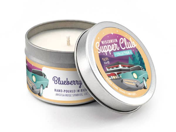 Blueberry Cheesecake 100% Soy Travel Tin Candle  - Wisconsin Supper Club Collection