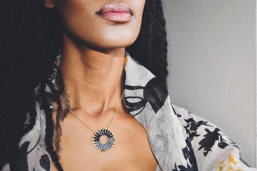 Pinwheel Hematite Necklace by Trecy Bleich