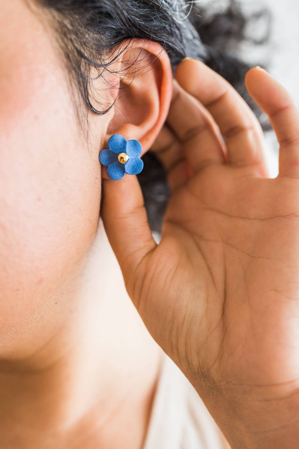 Flower Stud Earrings in Porcelain and Gold Luster by Jenna Vanden Brink