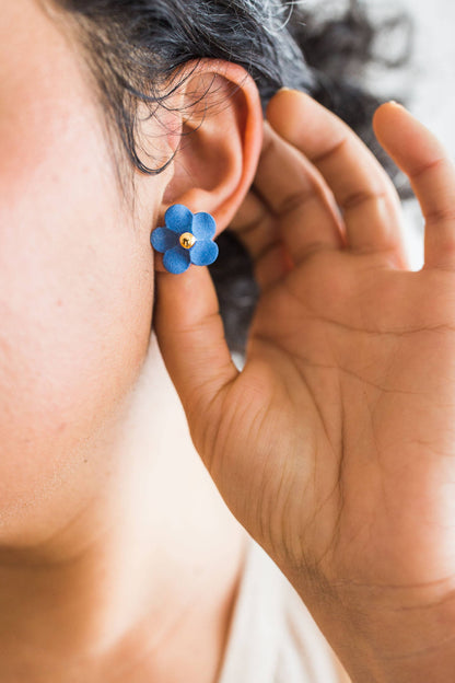Flower Stud Earrings in Porcelain and Gold Luster by Jenna Vanden Brink