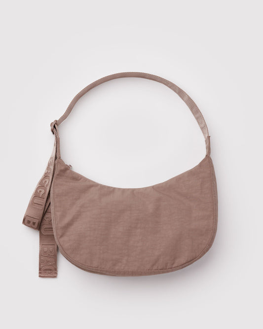 BAGGU Medium Nylon Crescent Bag in Toasted Almond