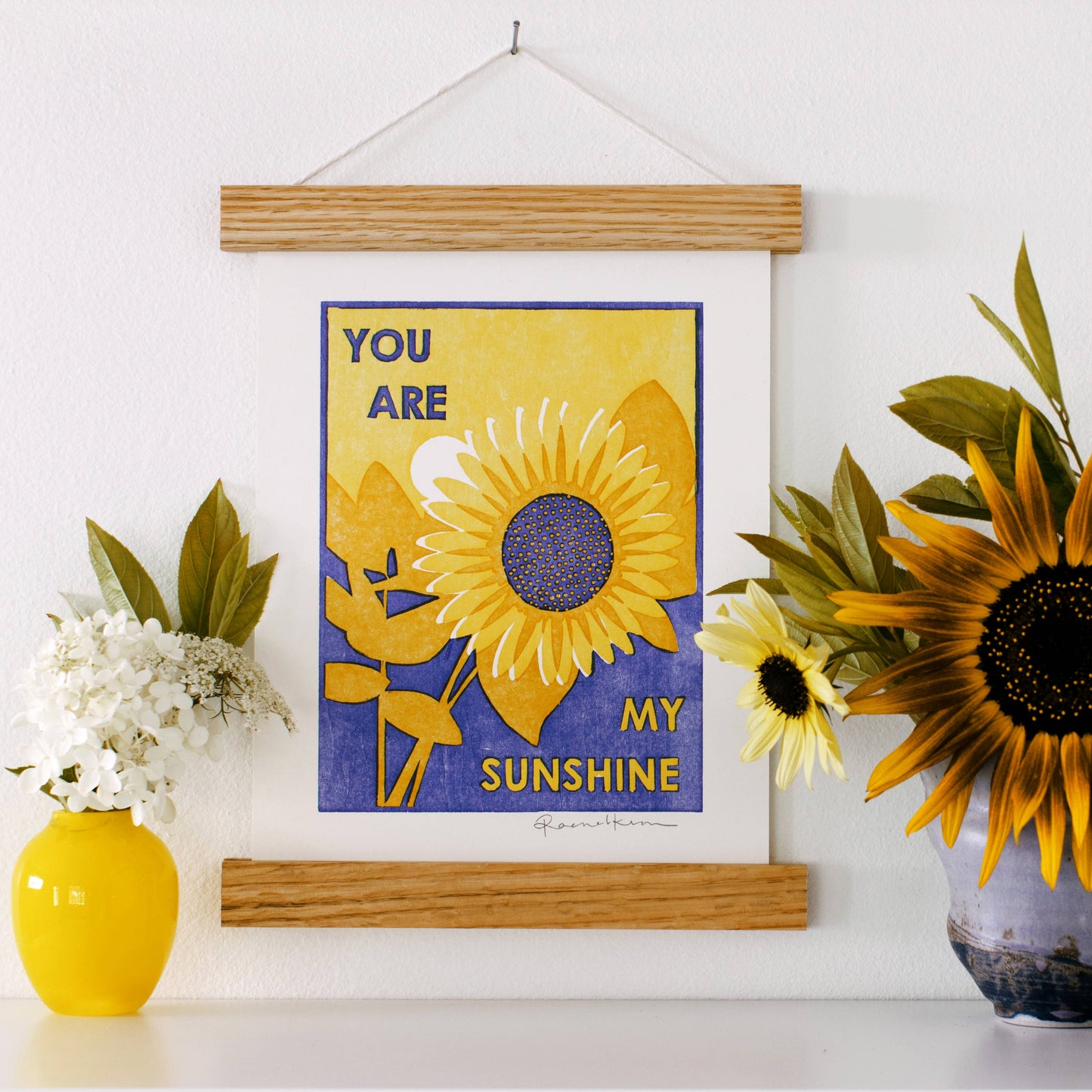 "You Are My Sunshine" Sunflowers Letterpress Art Print
