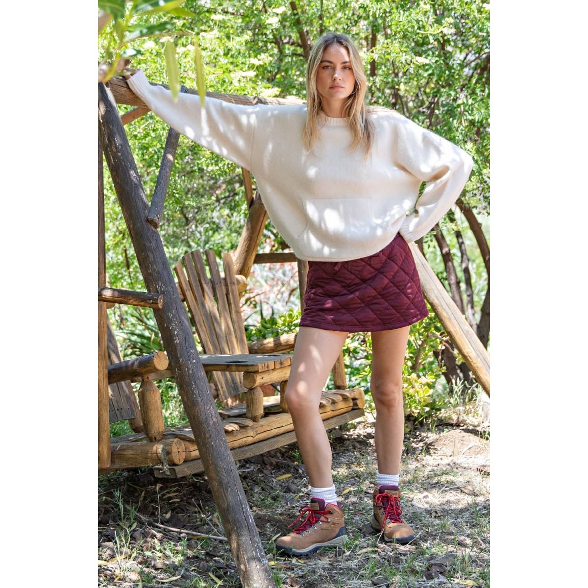 Quilted Mini Skort - Dark Cherry