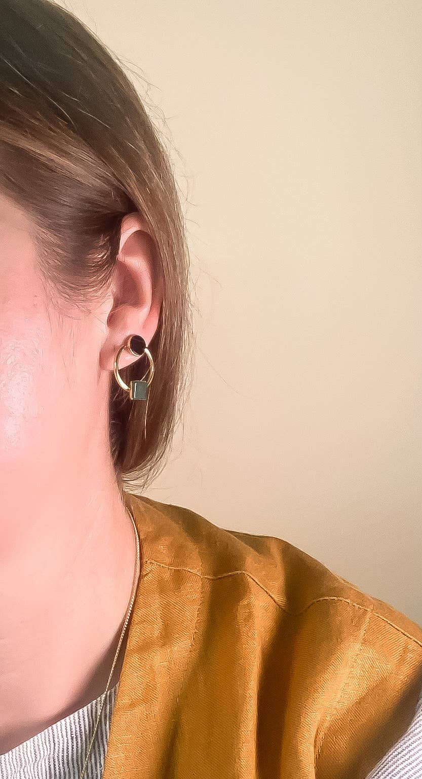 Onyx + Wyoming Jade Duality Earrings