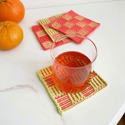 Two-Tone Checkerboard Knit Coaster Set