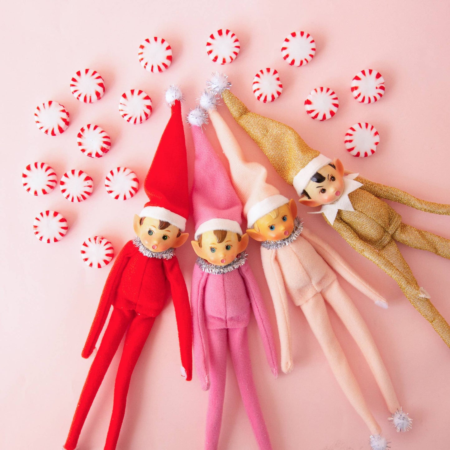 Posable Elf Ornament - Little Lou (Light Pink)