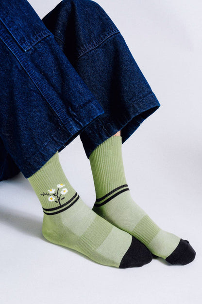 Sage Daisy Crew Sock (Men's Sizing)