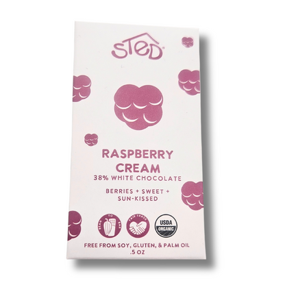 Sted Chocolate Mini Snack Size Bar: Raspberry Cream White Chocolate