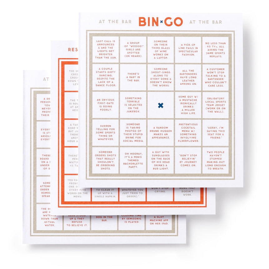 Bin-Go Get Some Drinks Bar Bingo Book