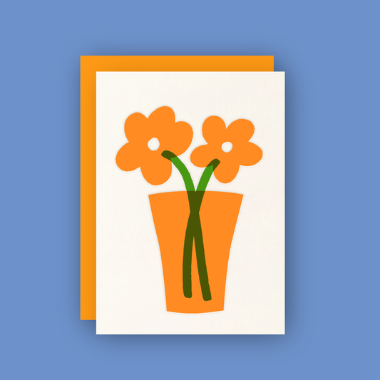 Flowers in a Vase Letterpress Greeting Card