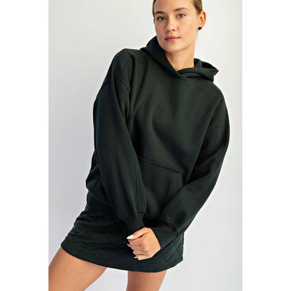Fleeced Terry Oversized Hoodie - Dark Cherry