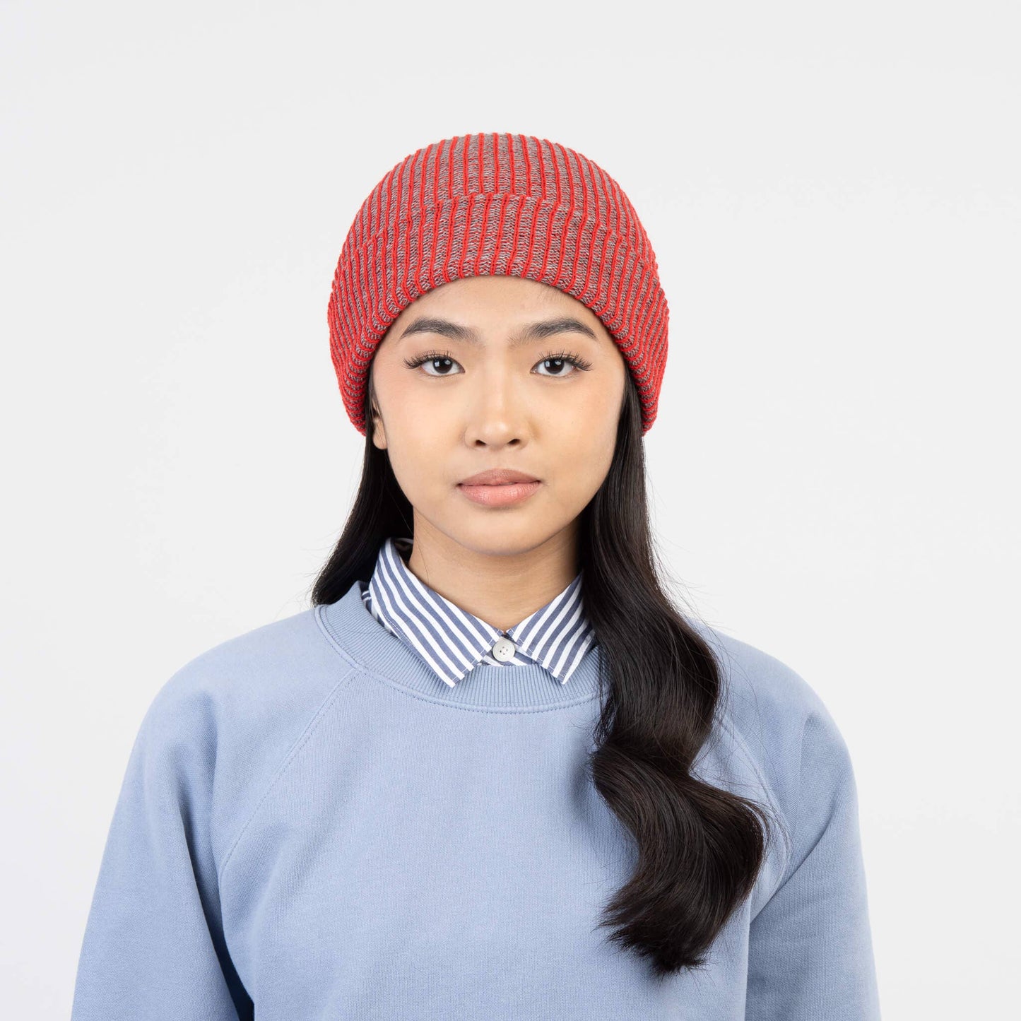 Two-Tone Rib Knit Unisex Beanie