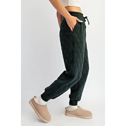 Quilted Jogger Lounge Pant - Dark Cherry