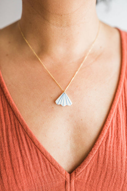 Striped Petal Porcelain Pendant by Jenna Vanden Brink