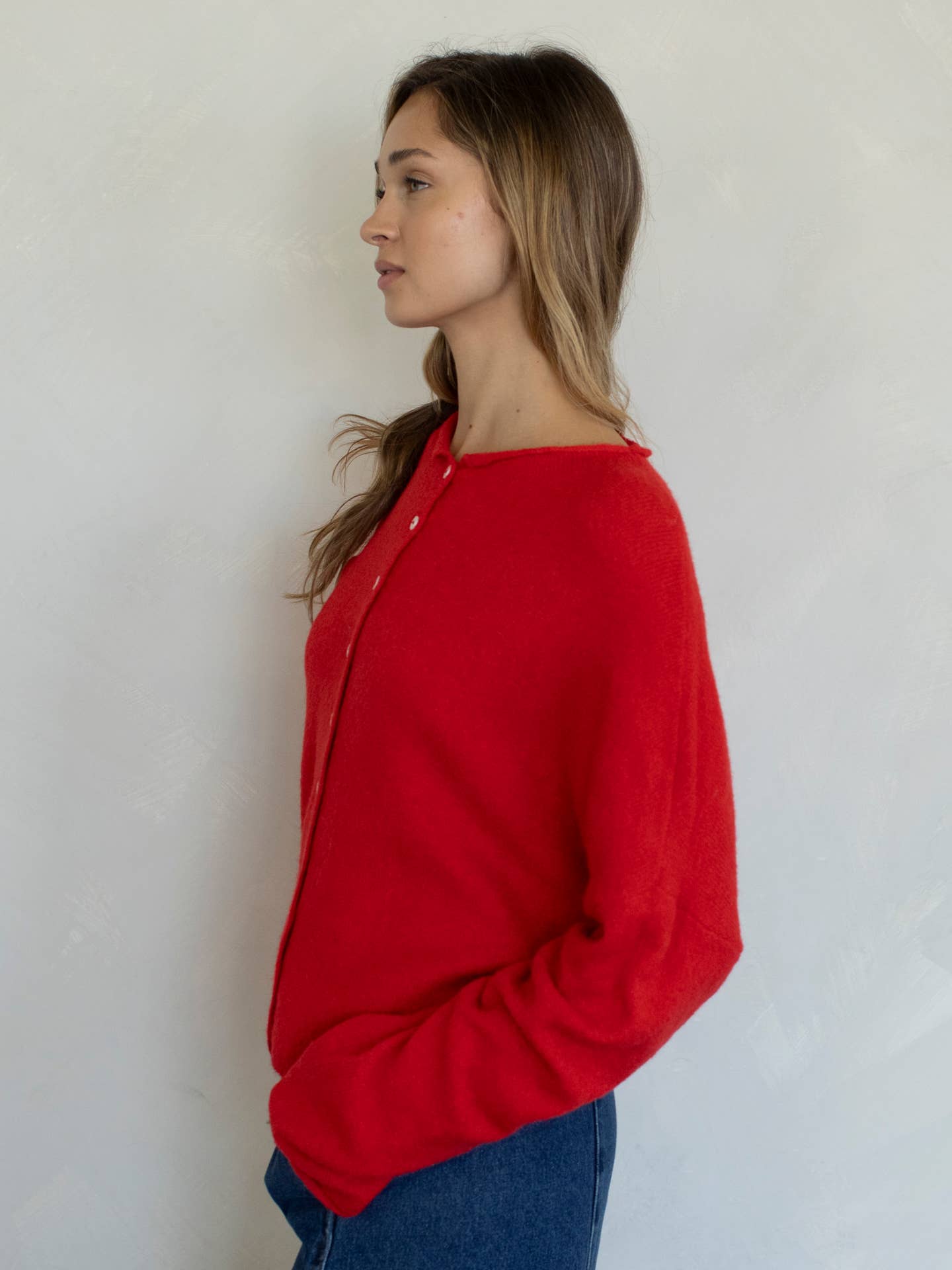 Lightweight Cozy Piper Cardigan by Things Between - Tomato Red