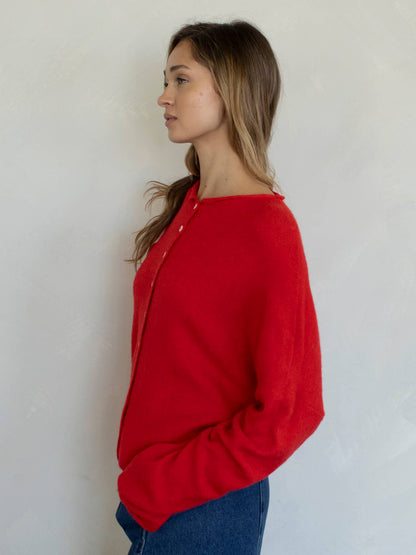 Lightweight Cozy Piper Cardigan by Things Between - Tomato Red