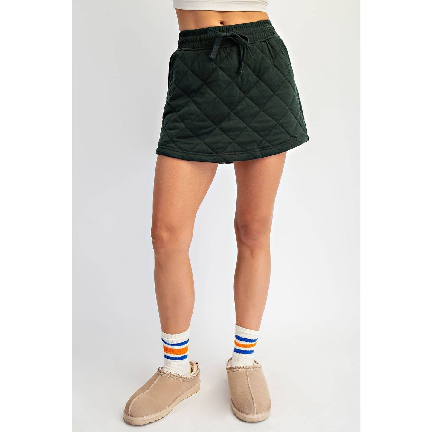 Quilted Mini Skort - Regency Green