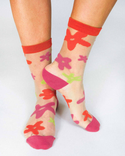 Flower Sheer Ankle Sock by Hannah Packer (Women's Sizing)
