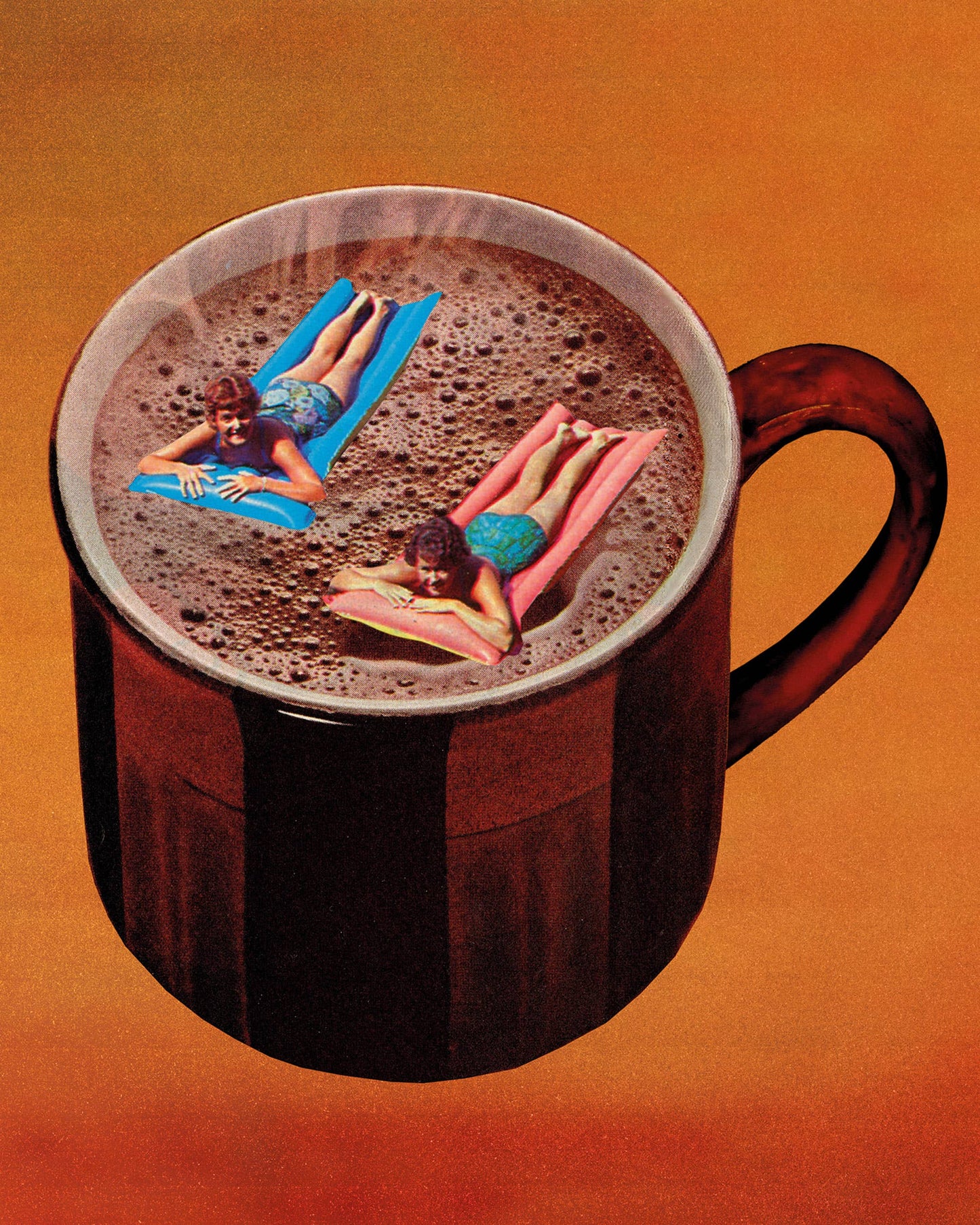 "Morning Rituals" Coffee Swimmer 8"x10" Collage Art Print by Julia Walck