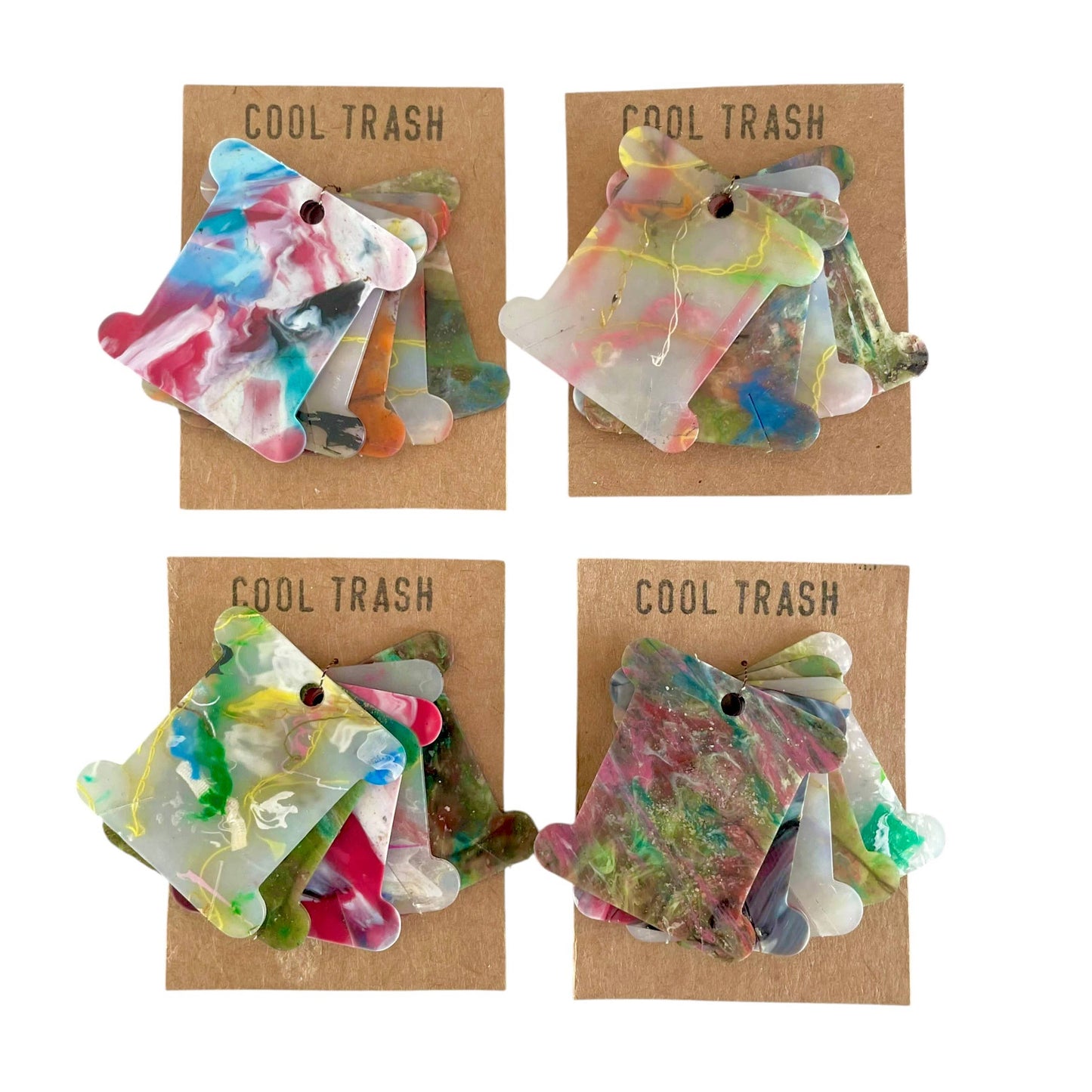 Hand-Recycled Plastic Embroidery Floss Bobbins: Pack of 5